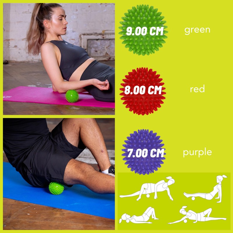 Urban Fitness Massage balls with nubs, Green, 9 cm