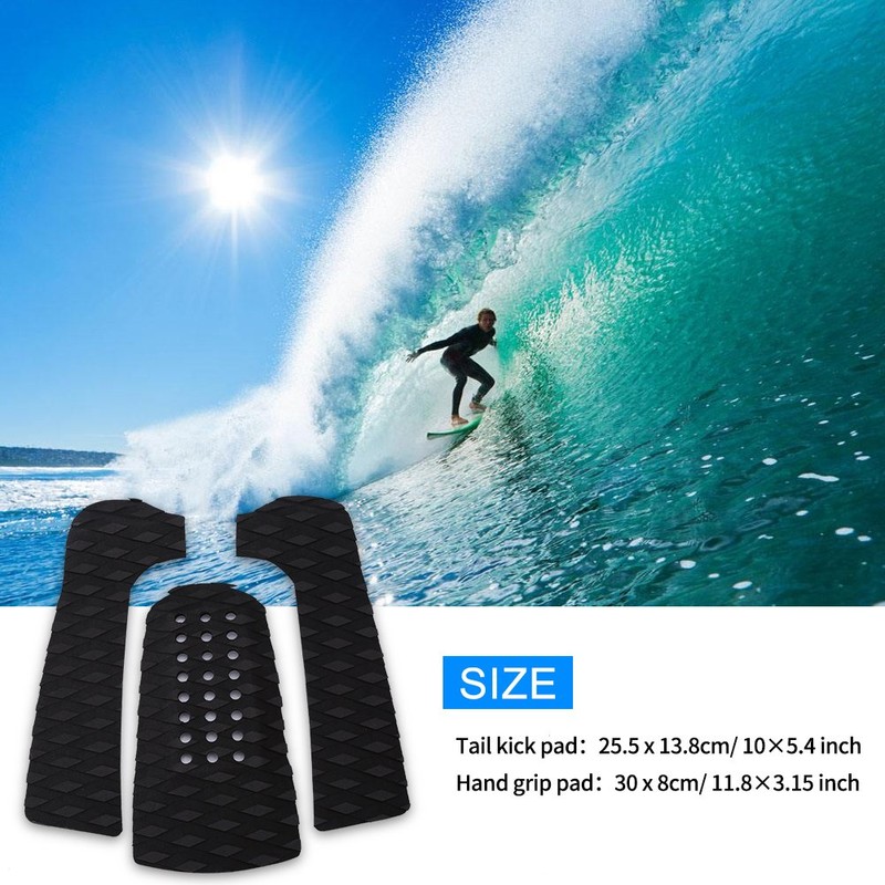 VGEBY Surfboard Pad, 3-Piece Surfboard Non-Slip Traction Pad Tailpad Deck