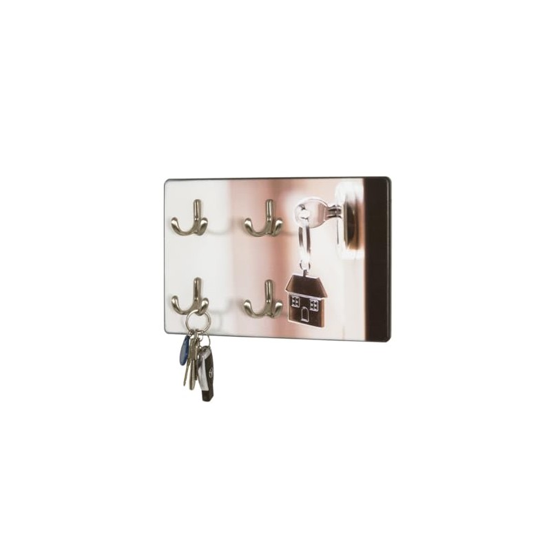 HAKU Möbel Key Holder Stainless Steel Look MDF Metal Dimensions