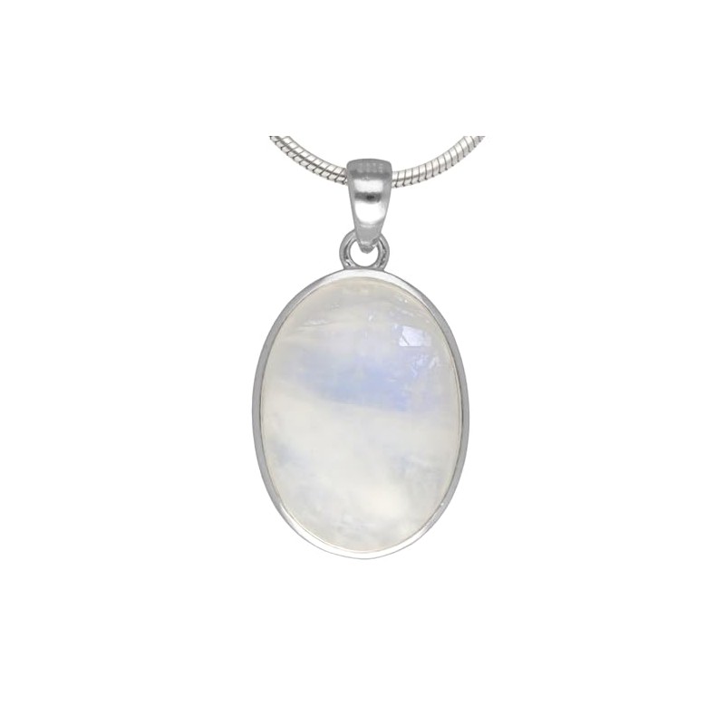 Lebensquelle Plus Rainbow Moonstone Gemstone Pendant Oval | Set in