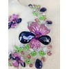 MMonesu Crystal Flower Bib Statement Necklace Set Chunky Purple Flower
