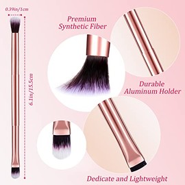 12 Brochas de Sombra de Ojos 2 en 1 de Doble Punta, Brocha Correctora para Debajo de Los Ojos, Aplicador de Maquillaje para Mezclar Sombra