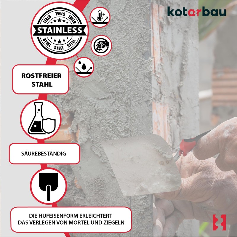 KOTARBAU® Stainless Steel Masonry Trowel 80 x 128 mm Plastering