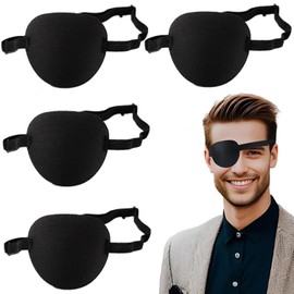 SAHENITEANA Parches de Ojos, Parches para Ojos, Parches Suaves Para Ojos Perezosos Para Ojos Izquierdo o Derecho, Parches para Ojos Ajustables, Negro (Negro-paquete de 4)