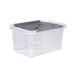 School Storage Box with Hinged Interlocking Lid - 3 Quart -10 x 6.5 x 5.5 Inches (Gray)