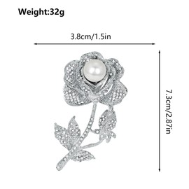 Vintage Brooch Flower Brooches Pin - Silver Crystal Rhinestone Lapel Pins Bouquet for Women and Girls Fashion Dress Accessories Party Jewellery Gift UB4032