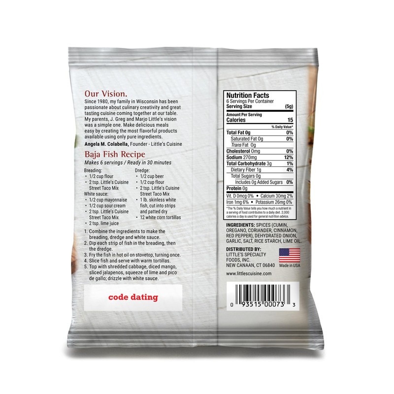 Little's Cuisine Street Taco Seasoning Mix | Baja Fish (Case