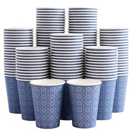Clawsoff Clawsoff 240 Pack 12 oz Disposable Paper Cups, Hot/Cold Beverage Paper Drinking Cups, Navy Floral Paper Coffee Cups 12 oz for Home-use, Office, Restaurant and Events