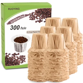 K cup Coffee Paper Filters Disposable for Keurig Reusable K Cup Filters, Disposable Keurig K Cup Filters, Fits All Keurig Single Serve Filter Brands (300, Natural NO lid)