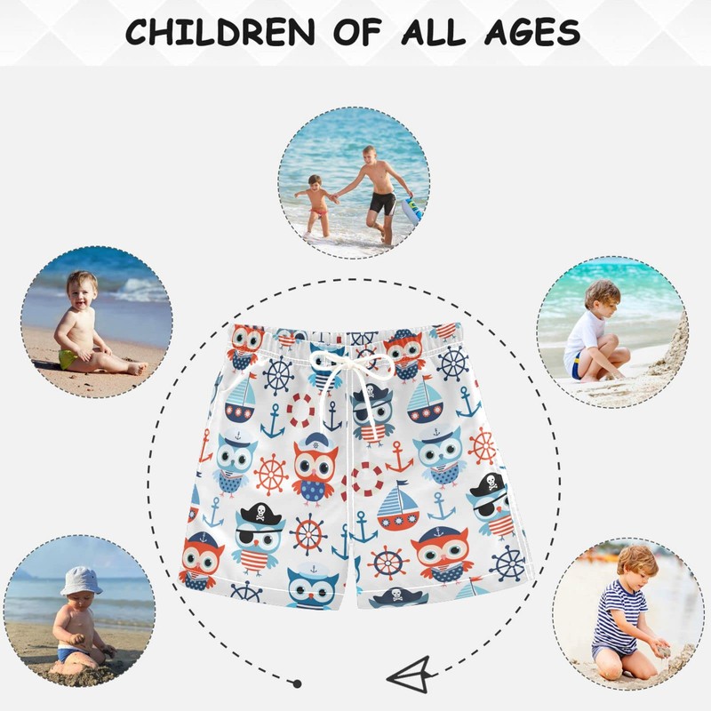 visesunny Boys Swim Trunks Quick Dry Kids Board Shorts Nautical