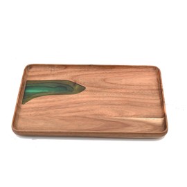 Guowall Lake Design Resin Wooden Tray Cheese Board Serving Tray for Kitchen, Home Decor, Food Display - 1 pc/Set