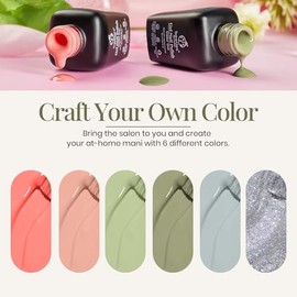 Beetles SOUTHERN BELLE Glitter Nude Gel Polish Set - 6 Colors Coral Green Light Blue Gel Polish Kit Soak off nail Lamp Nail Polish Gel Base and Top Co