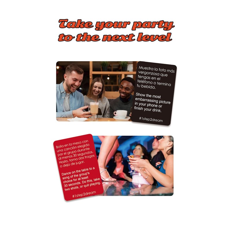 1step2ream Spanish Party Card Game | Interesting Bilingual Board Game