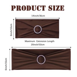 AIRIT LOVELY Brown Chair Sashes 40 Pack Spandex Chair Sashes Bows Brown Sashes for Chairs Stretch Chair Sash Bands with Buckle Slider for Wedding Banquet Party Decorations