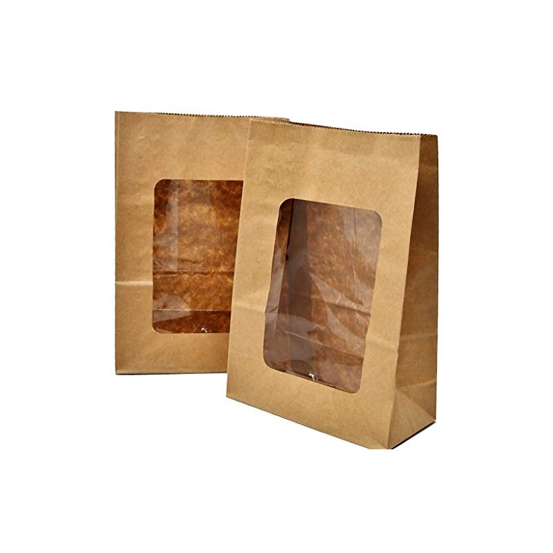 Bakery direct Kraft windowed cookie/sandwich/coffee bags with PLA window (fully