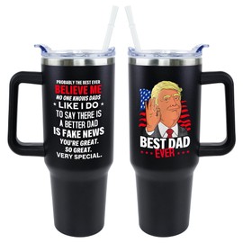 Lumumanber Gifts for Dad from Daughter, Son - Best Dad Ever Trump Gifts - Fathers Day, Christmas and Birthday Gifts for Dad - Funny Presents for Dad - 40oz Tumbler with Handle and Straw