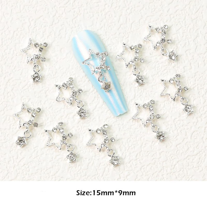 KACHIMOO Star Nail Charms,20 Pieces Dangling Star Nail Charms 3D