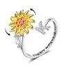 Fidget Rings for Anxiety for Women Sunflower Initial Letter Spinner