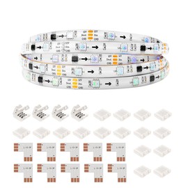 BTF-LIGHTING WS2811 RGB IC Addressable LED Strip 16.4FT 30LEDs/m 10Pixels/m 150LEDs White PCB DC12V IP65,10set 3PIN 10mm Width Right Angle L Shape Solderless Corner Connector(NO Adapter or Controller)