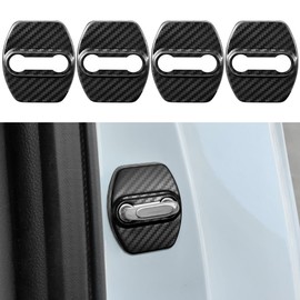 TOMALL 4Pcs Car Door Lock Latches Covers Compatible with Hyundai Sonata Elantra Santa Fe Palisade Tucson Veloster N Genesis Kona/Kona EV Azera Ioniq Stainless Steel Exterior Accessories (Carbon Fiber)