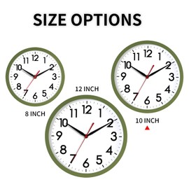 AKCISOT Wall Clock 10 Inch Silent Non-Ticking Modern Clocks Battery Operated - Analog Classic for Office, Home, Bathroom, Kitchen, Bedroom, School, Living Room(Olive Green)