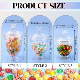 Mimorou 12 Pieces Plastic Apothecary Jars Bulk with Lid Candy Buffet Containers Set 3 Sizes for Wedding Reception Grand Event Birthday Party Supplies Bathroom Kitchen, Shatter-proof