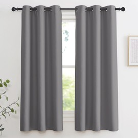 KGORGE Grey Blackout Curtains for Bedroom 2 Panels, 42 x 63 Inch Grommet Top Minor Flaw Minimalism Thermal Insulated Room Darkening Privacy Protection Curtains for Living Room, Kids Bedroom Deco