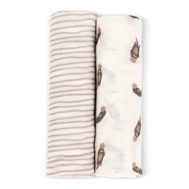 Bamboo Viscose Muslin Baby Swaddle Receiving Blanket, 70% Viscose Made from Bamboo, 30% Cotton Muslin - Imported (Otter)