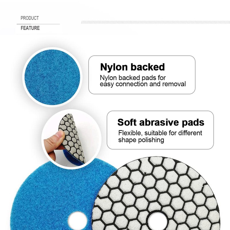 SHDIATOOL Dry Diamond Polishing Pads 7PCS Grit 30 for Granite
