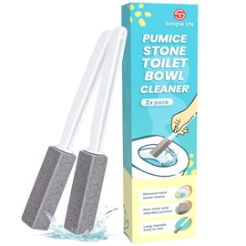 Simple Life Pumice Stone Toilet Bowl Cleaner | Toilet Pumice Stone with Extra Long Handle | Scouring Stick for Toilet Cleaning, Stain Removal on Toilets, Grills, Tiles, Grout & Pools | 2 Pack