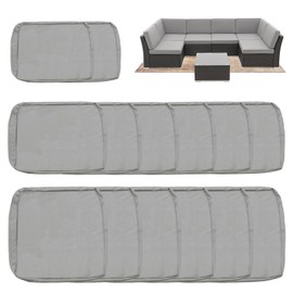 Sqodok SqodokOutdoor Cushion Covers 14Pcs Patio Cushion Slipcovers, Replacement Waterproof with Zipper for 6-Seaters Sofa, Outdoor Furniture Cushion Slipcovers Set Seat and Back, Covers Only, Grey