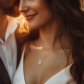 Mabe Pearl Necklaces for Women, Silver Jewelry, Anniversary Birthday Gifts for Wife, Mom, Dauhter, Girlfriend, Grandma (blue)