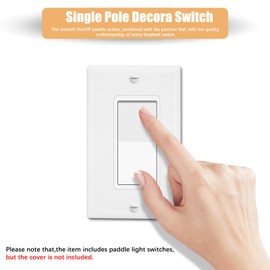 3 Way Rocker Decorator Paddle Light Switch,NineLeaf 12PK Three Way, 3 Wire, Self-Grounding Screw, Residential Grade, 15A, UL Listed, Quick Push-in & Side Wired, White