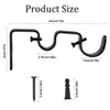 3 Pcs Double Curtain Pole Bracket, Curtain Rod Brackets Set,