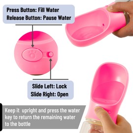 Mr. Pen- Dog Water Bottle, 19 oz, Large, Pink, Portable Dog Water Bottle Dispenser, Dog Travel Water Bottle, Travel Dog Water Bottle Portable Water Bottle for Dogs On The Go, Pet Water Bottle