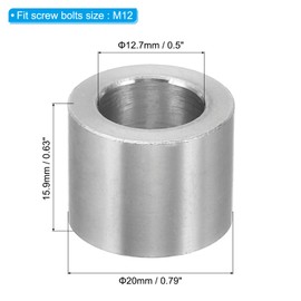 PATIKIL M12 Aluminum Spacers, 10 Pcs Metal Spacer Aluminum 12.7mm ID x 20mm OD x 15.9mm L Aluminum Spacer Screw Standoff Round for 1/2" or M12 Screw Bolts