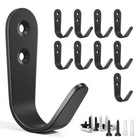 PRIGVOT 10PCS Hooks for Hanging, Wall Hooks for Hanging, Coat Hooks, Coat Rack Hooks, Backpack Hooks for Wall Heavy Duty, Hanging Hooks for Bathroom, Bedroom, Entryway