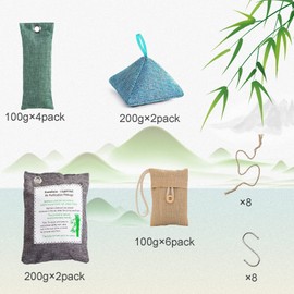 Charcoal Bags Odor Absorber (10x100g+4x200g) Activated Bamboo Charcoal Air Purifying Bags Charcoal Odor Eliminating Bags for Home & Car Shoes, Closet, Pet -14 PACK