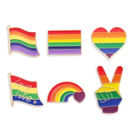 TEAONE Pride Pins, 6 PCS Rainbow Brooch Pins for Clothing, Bags, Hats (6 Kind)
