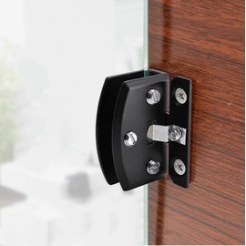 Vogueing Tool Clamp Hinge, 4PCS Door Clamp Clip Anti-Rust Zinc Alloy Shower Hinge for Glass Door Adaptive 8-10mm Glass（Black）