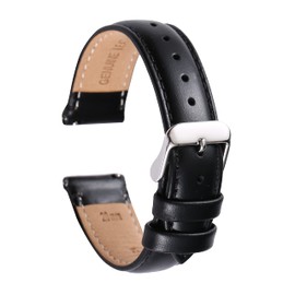 PURPLE FURZE Quick Release Genuine Leather Watch Straps - Replacement Wrist Strap For Men Women - 14mm 16mm 17mm 18mm 19mm 20mm 21mm 22mm 23mm 24mm Two-Piece Unisex Bands (22mm, Black/Silver)