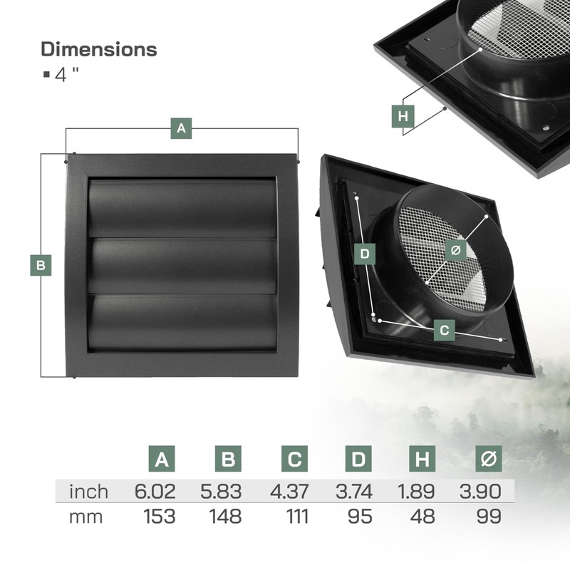 Vent Systems Ø100 mm / 4" Inch - Anthracite Air