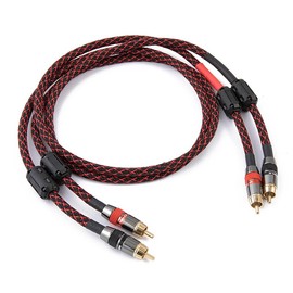Zjlqltm Dual AV Audio Cable, Braided Oxygen-Free Copper, 2-to-2 AV Signal Connection Cable, Black and Red (9.8ft)