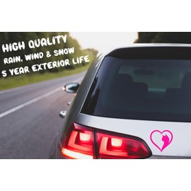 Pack of 4 Cute Pet Cat in a Heart Waterproof Vinyl Sticker - Wall Decal, Laptops, Car, Water Bottles, Motorbikes, Vans, Gifts for Animal Lovers (Pink, 14cm x 14cm (5.5" x 5.5"))