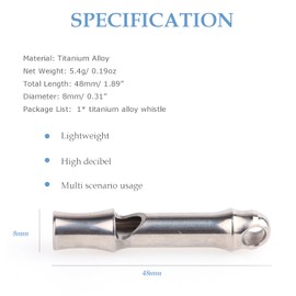 Hamans Emergency Whistle Titanium EDC Whistle Survival Loud Portable Emergency Necklace Whistle for Outdoor Survival Hiking Camping Pet Training