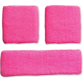 NEON NATION NEW NWT Neon Nation Sweatband Combo Set 2 Wrist & 1 Headband neon pink ADULT 80s