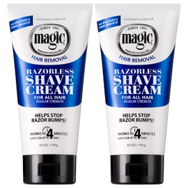 SoftSheen-Carson Magic Razorless Shaving Cream, Hair Removal Cream for Body Hair, Regular Strength Depilatory Cream, Works in 4 Minutes for Normal Hair, 2 Count
