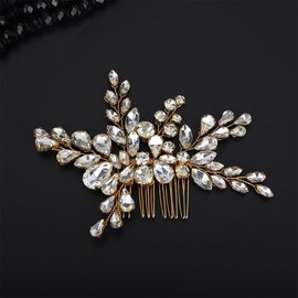 Rumtock Vintage Rhinestone Beads Gold Hair Comb for Wedding Brides Bridesmaid Women Special Occasion Jewelry (Gold)