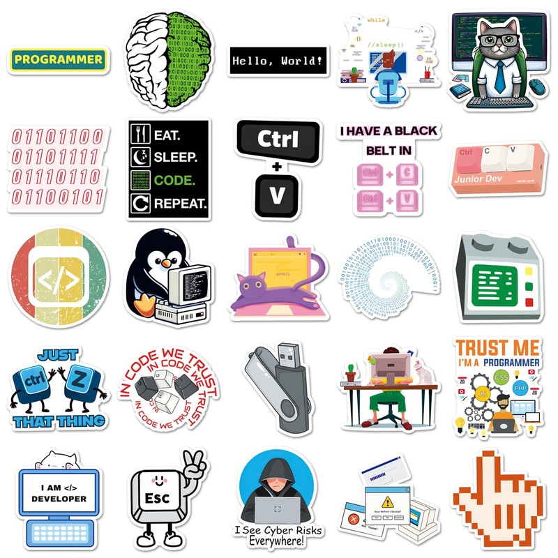 Programming Stickers,50Pcs Gifts for Developers Programmers Hackers Engineers, Program Stickers