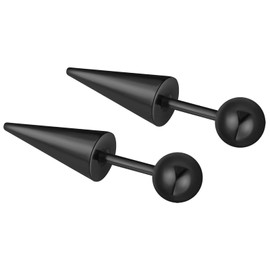 MicVivien Spike Ball Cartilage Stud Earrings Stainless Steel 18 Gauge Piercing Screws Ear Stud Earrings Spike Earrings Punk Cone Edgy Tragus Post Studs Unisex